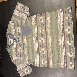 Free Planet Aztec Pattern Henley T-shirt L